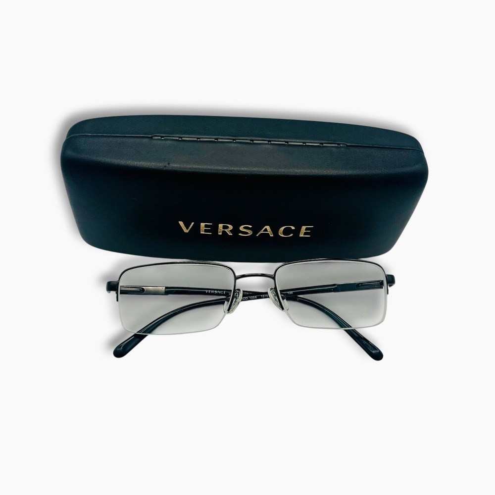 VERSACE VE1066 1316 Gunmetal Black Men's Eyeglasses Semi Rimless 50-18-135